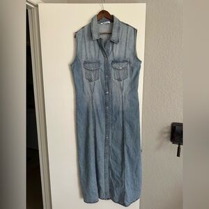 Zara Blue Denim Sleeveless Maxi Dress